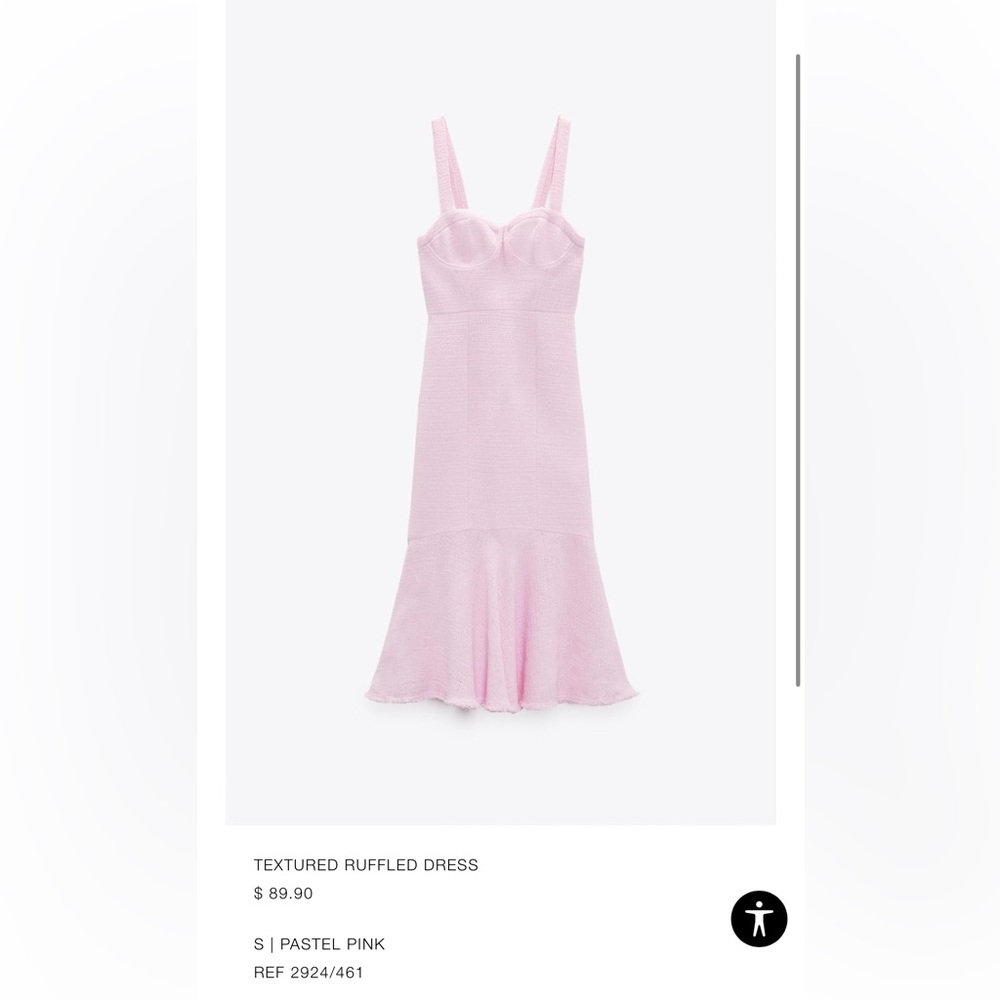 Zara Textured Ruffled Pink Dress